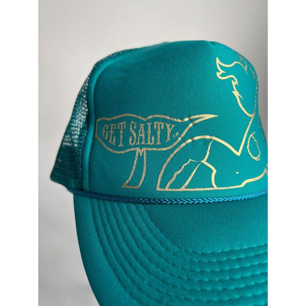 Vintage Get Salty Hawaiian Life Trucker Cap Blue Mesh Back Adjustable
